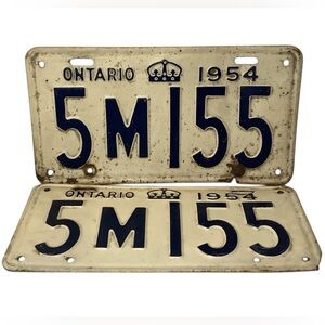 🦀 1954 Vintage Ontario License Plates